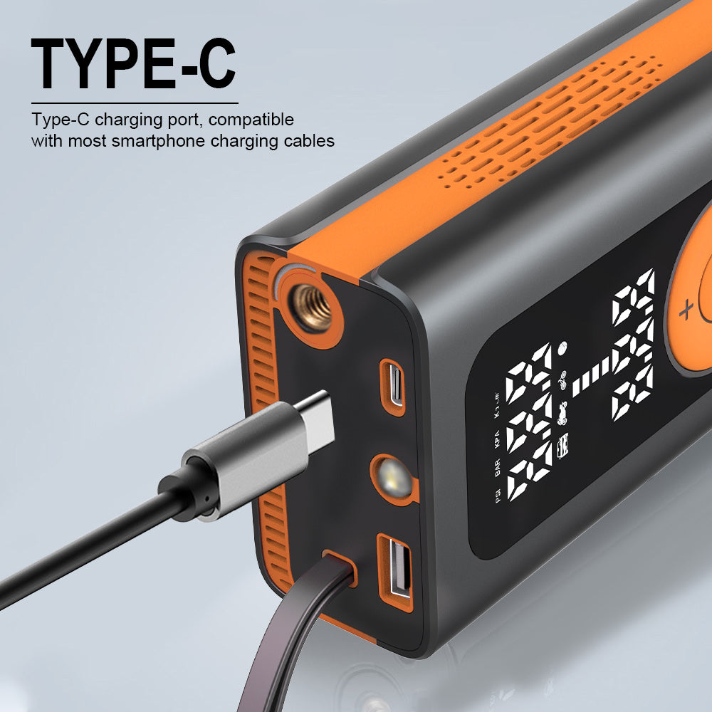 Portable Smart Tire Inflator with Digital Display – 150PSI, USB Rechargeable, 4 Modes (MU-001)