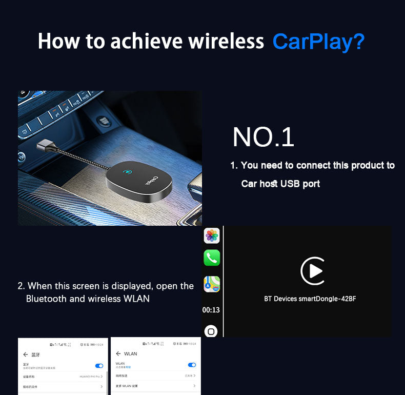 Wireless CarPlay Adapter – Fast, Stable & Compatible Plug-and-Play Converter for iPhone Cars