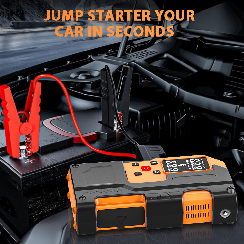 MU-006-L Portable Jump Starter with Tire Inflator | 150PSI Air Compressor + Emergency Power Bank