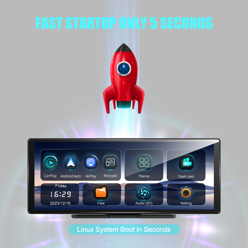 11.3" Wireless CarPlay & Android Auto Smart Rearview Mirror DVR – ADAS | Dual Camera | Touch Screen