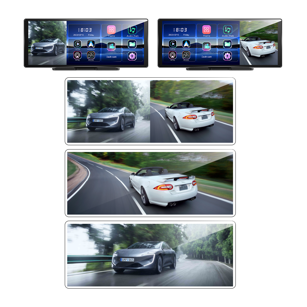 11.3" Wireless CarPlay & Android Auto Smart Rearview Mirror DVR – ADAS | Dual Camera | Touch Screen