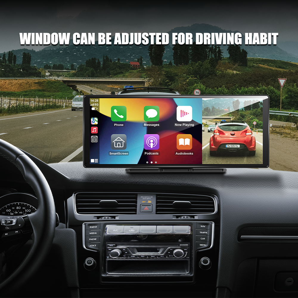 11.3" Wireless CarPlay & Android Auto Smart Rearview Mirror DVR – ADAS | Dual Camera | Touch Screen