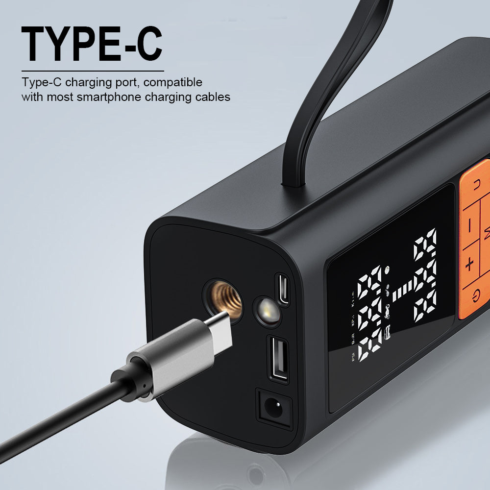 Portable Smart Tire Inflator MU-002 – 150PSI, Digital Display, USB-C Rechargeable, 4 Modes