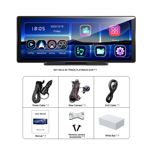 11.3" Wireless CarPlay & Android Auto Smart Rearview Mirror DVR – ADAS | Dual Camera | Touch Screen